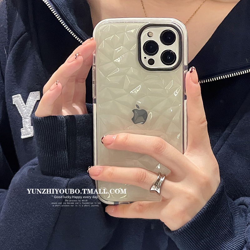 簡約透明鉆石紋適用iphone13/12pro max蘋果11手機殼iphonex軟硅膠xsmax情侶x/xr日韓8pl-細節圖3