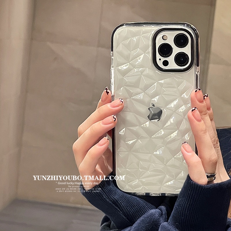 簡約透明鉆石紋適用iphone13/12pro max蘋果11手機殼iphonex軟硅膠xsmax情侶x/xr日韓8pl-細節圖4
