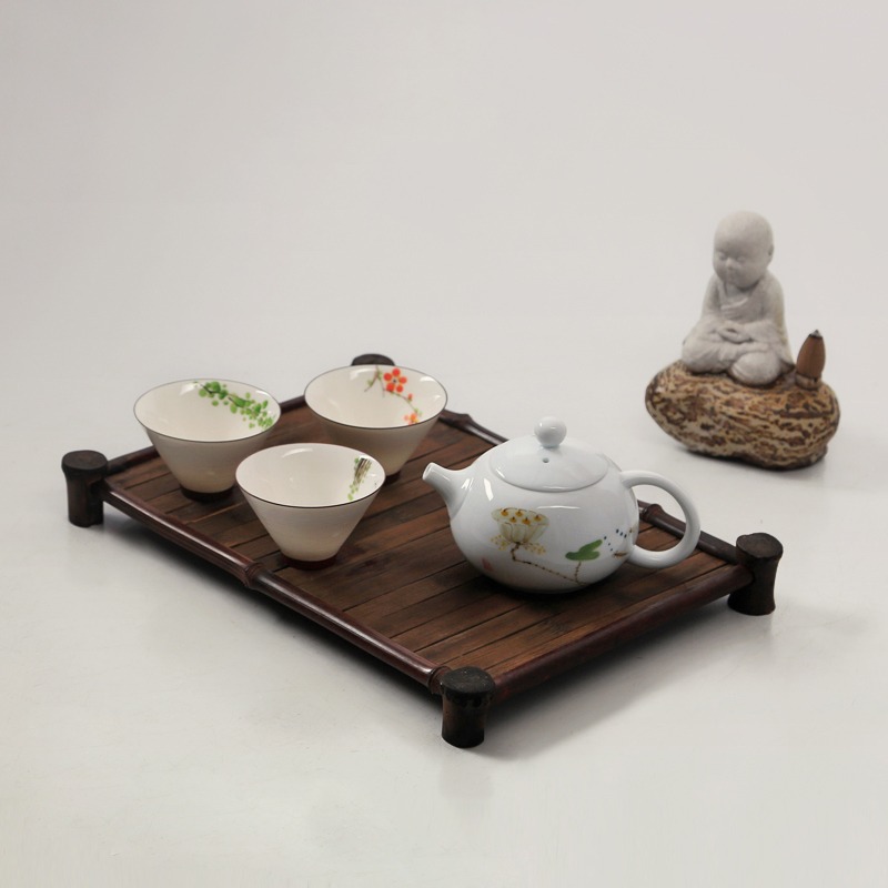 紫竹杯託隔熱杯墊 日式竹製杯架茶托盤 茶具收納茶道茶盤茶壺配件-細節圖2
