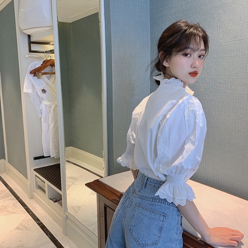 年夏季新款設計感小眾早秋裝別致短款上衣初秋法式氣質襯衫女-細節圖4