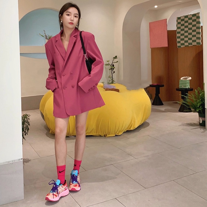 年春秋新款女薄款上衣英倫風灰色西裝外套高級感炸街短款西服-細節圖3