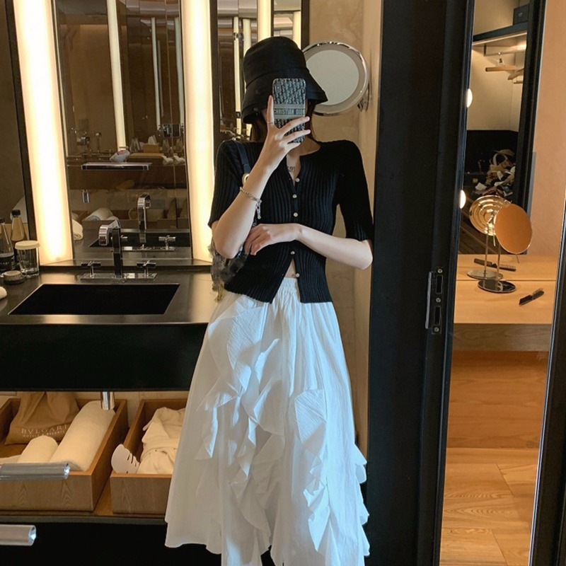 年法式新款高級感長裙設計感小眾茶歇連衣裙子兩件套裝女夏季-細節圖3