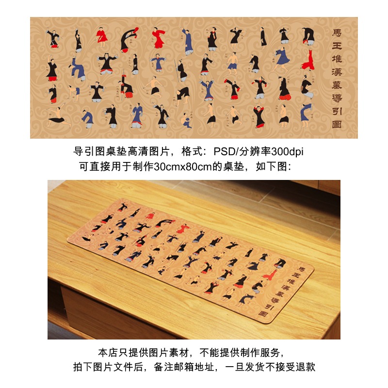 長沙西漢馬王堆博物館導引圖T形帛畫人物御龍明信片高清電子版-細節圖2