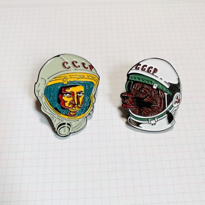 蘇聯加加林徽章太空狗萊卡探月紀念胸針CCCP東方航天科學飛機火箭-細節圖3