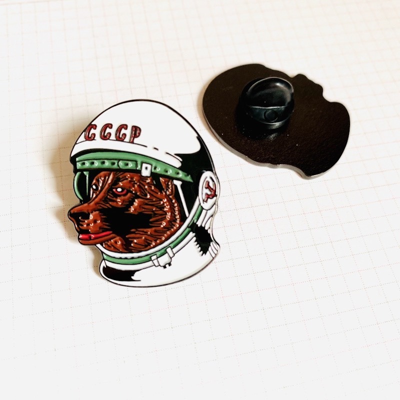 蘇聯加加林徽章太空狗萊卡探月紀念胸針CCCP東方航天科學飛機火箭-細節圖4