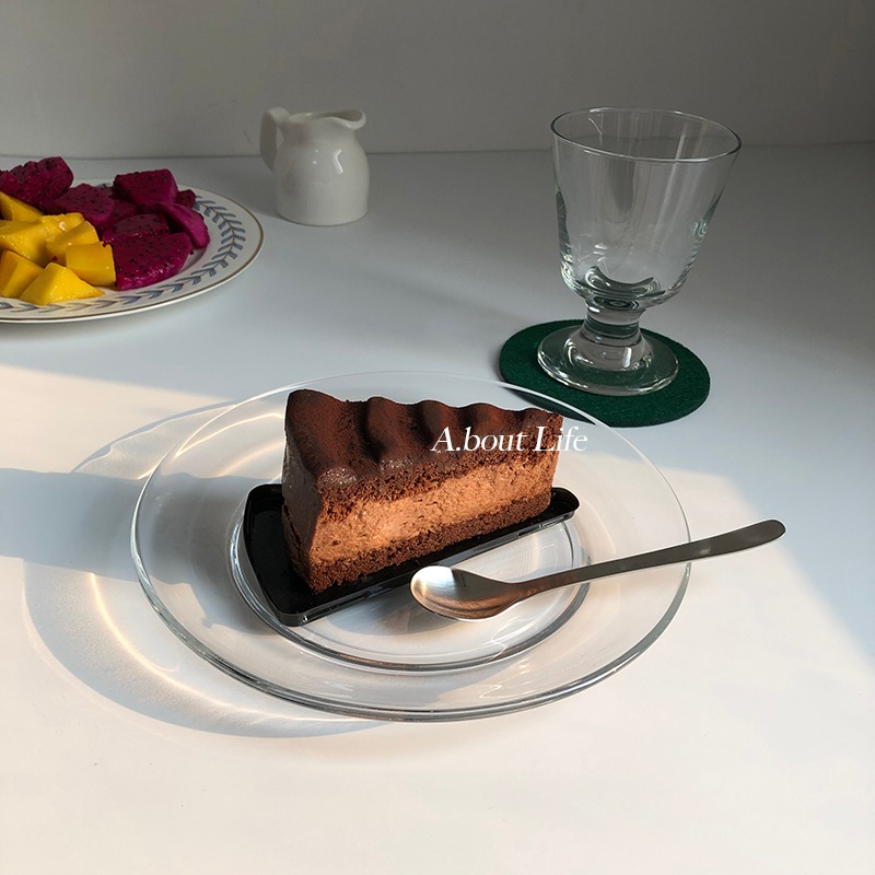 「About Life」北歐純透明圓形鋼化玻璃盤甜品盤點心盤家用可微波-細節圖2