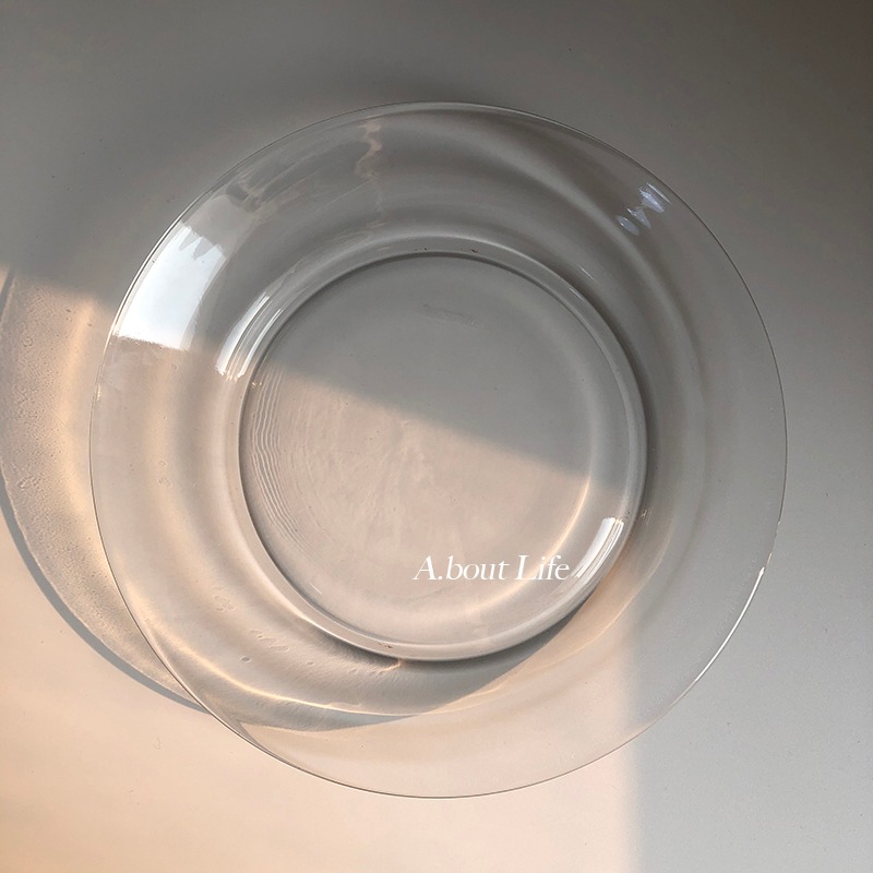「About Life」北歐純透明圓形鋼化玻璃盤甜品盤點心盤家用可微波-細節圖6
