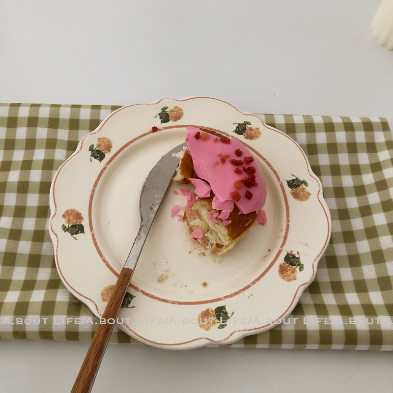 「About Life」出口復古vintage做舊美式田園風花朵陶瓷ins甜品盤-細節圖10