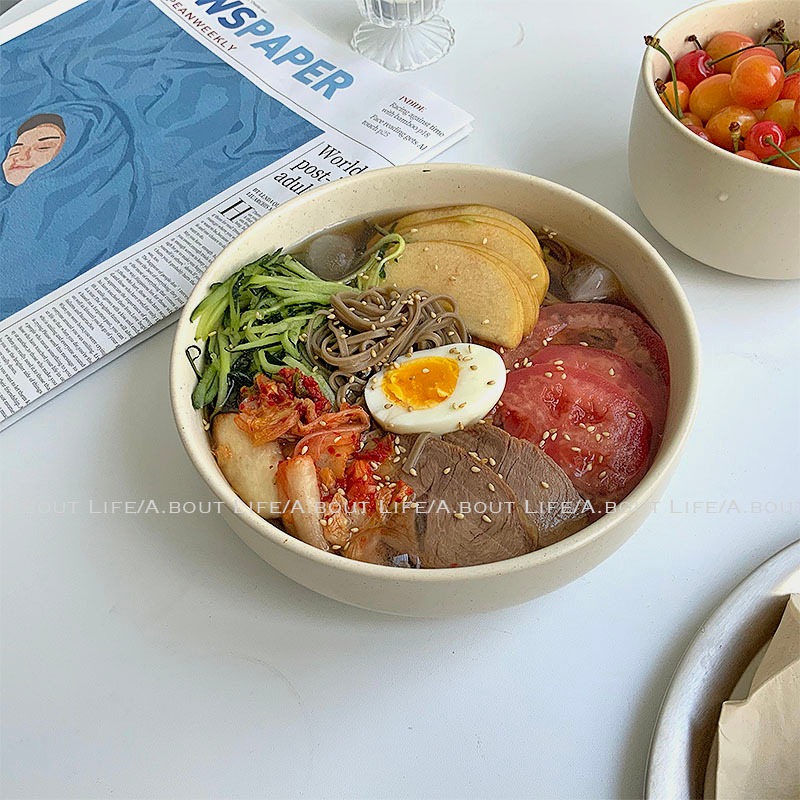 About Life-韓式拌飯碗圓潤豎邊碗ins風湯碗家用大號沙拉碗泡麪碗-細節圖9