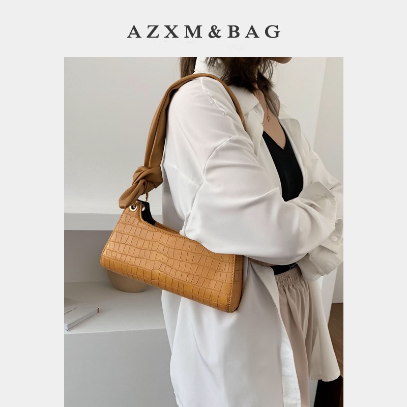 洋氣法國小眾上新高級質感流行百搭斜挎包女2021新款鱷魚紋腋下包-細節圖4