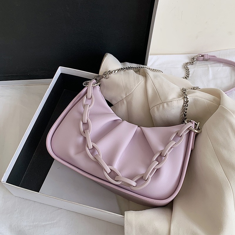 法國小眾上新高級質感鏈條單肩包女2021新款流行復古法式腋下包女-細節圖4