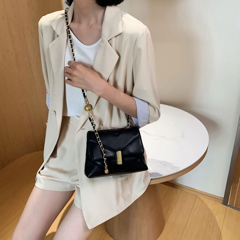 網紅女士小包包2021新款潮夏季洋氣菱格鏈條單肩斜挎包百搭小方包-細節圖4