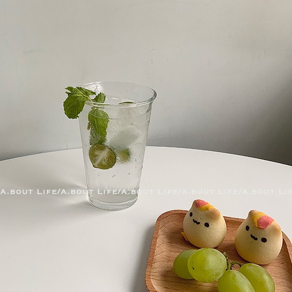 About Life_厚底透明玻璃杯 ins風翻口杯 冷飲杯 翻邊果汁杯350ml-細節圖4