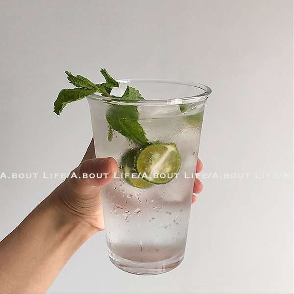 About Life_厚底透明玻璃杯 ins風翻口杯 冷飲杯 翻邊果汁杯350ml-細節圖6