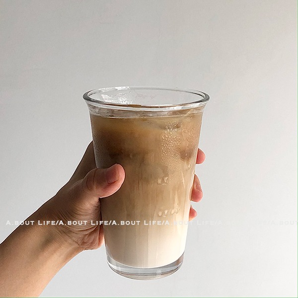 About Life_厚底透明玻璃杯 ins風翻口杯 冷飲杯 翻邊果汁杯350ml-細節圖7