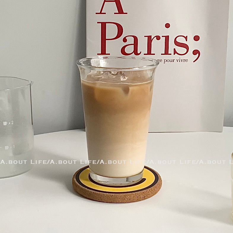 About Life_厚底透明玻璃杯 ins風翻口杯 冷飲杯 翻邊果汁杯350ml-細節圖9