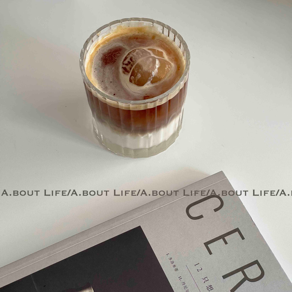「About Life」進口經典鋼化玻璃杯 復古豎紋杯 dirty拿鐵杯 酒杯-細節圖2
