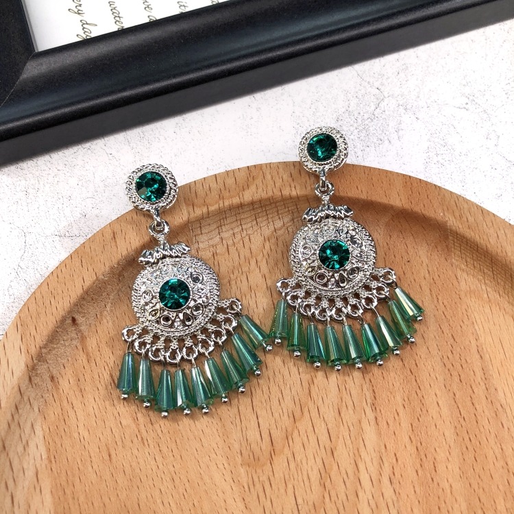 韓國高級感復古水晶流蘇耳釘女簡約氣質百搭個性耳環巴洛克耳飾品-細節圖9