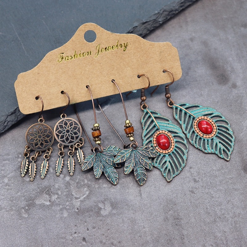 復古波西米亞民族風氣質耳環女長款度假個性顯瘦耳釘百搭耳飾套裝-細節圖3