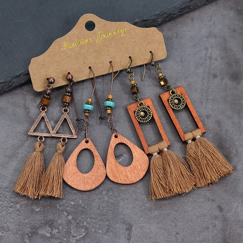 復古波西米亞民族風氣質耳環女長款度假個性顯瘦耳釘百搭耳飾套裝-細節圖4