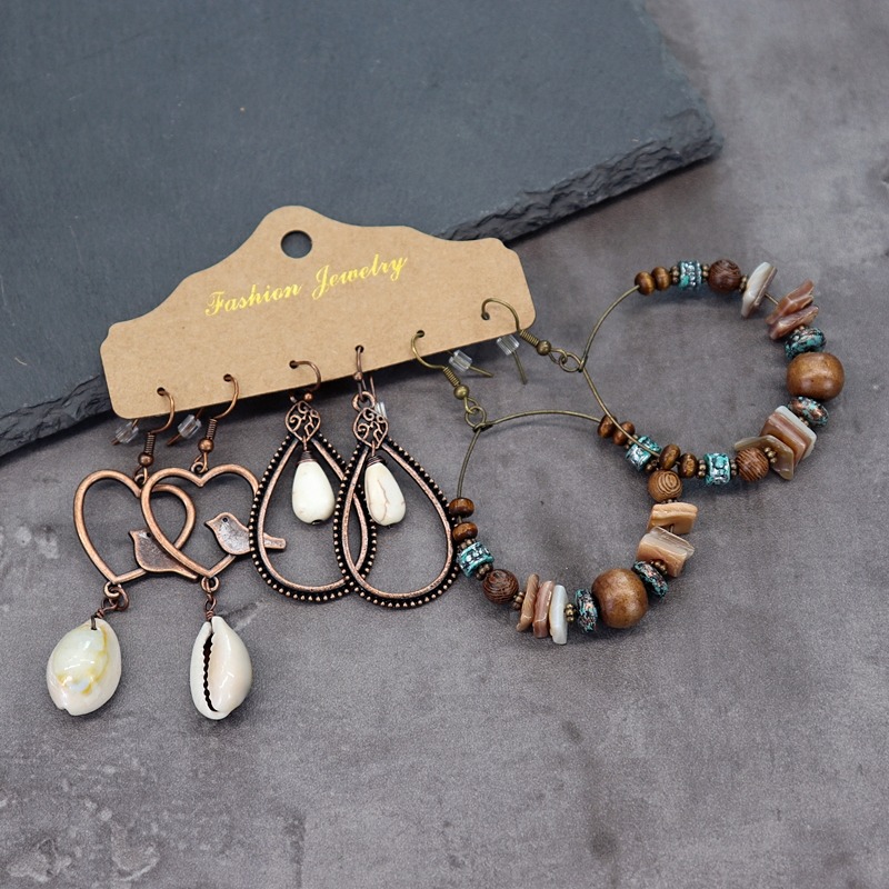 復古波西米亞民族風氣質耳環女長款度假個性顯瘦耳釘百搭耳飾套裝-細節圖5