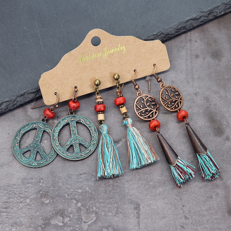 復古波西米亞民族風氣質耳環女長款度假個性顯瘦耳釘百搭耳飾套裝-細節圖9