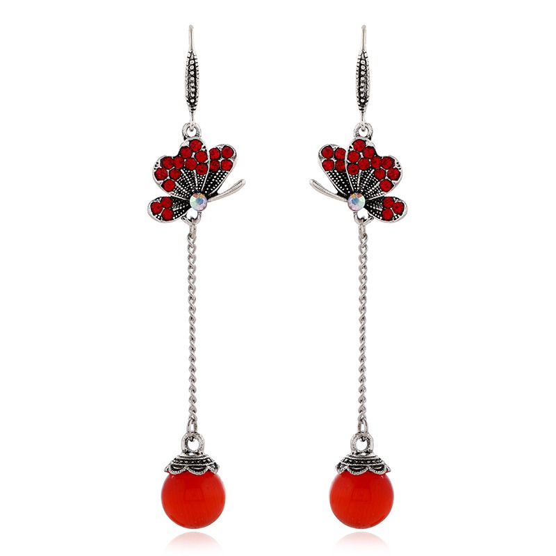 原創復古民族風長款氣質耳墜貓眼石流蘇耳環女簡約百搭鑲鉆耳飾品-細節圖5