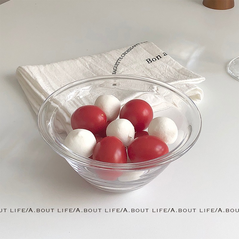 「About Life」翻邊耐熱鋼化玻璃碗 ins沙拉碗水果碗早餐麥片碗-細節圖2