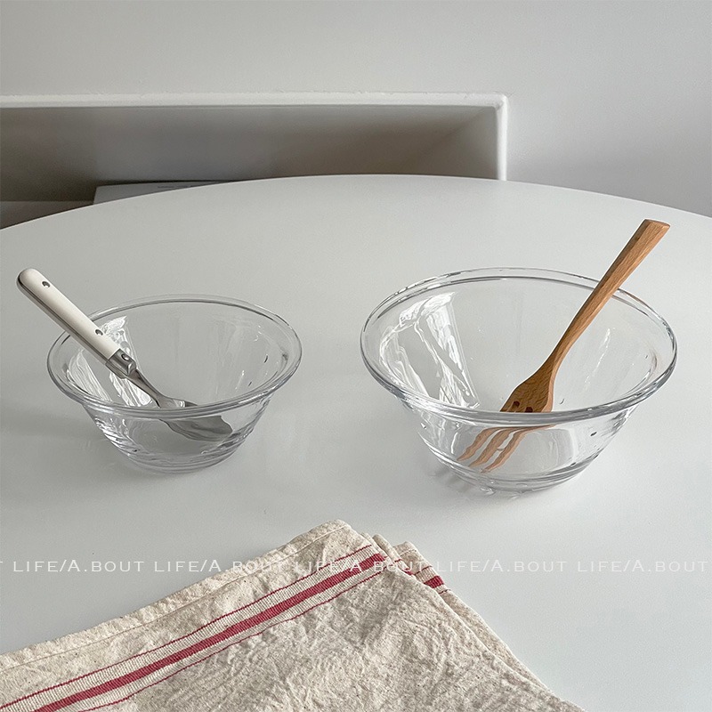 「About Life」翻邊耐熱鋼化玻璃碗 ins沙拉碗水果碗早餐麥片碗-細節圖4