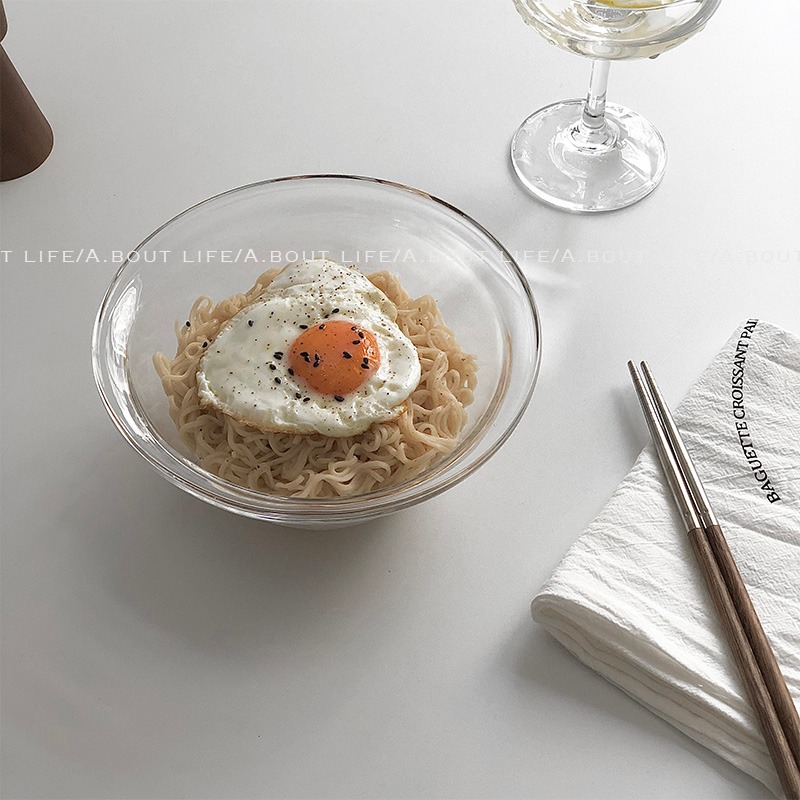 「About Life」翻邊耐熱鋼化玻璃碗 ins沙拉碗水果碗早餐麥片碗-細節圖8