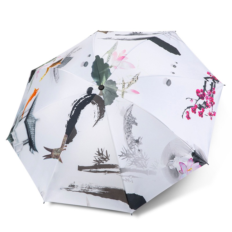 古風雨傘折疊黑膠遮陽防曬太陽傘防紫外線復古中國風晴雨兩用油紙-細節圖2