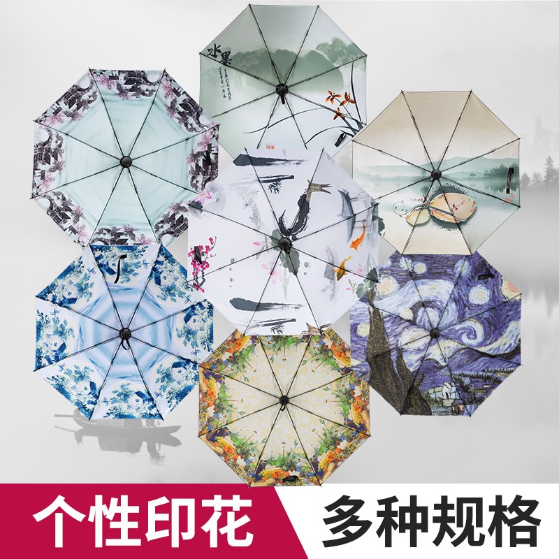 古風雨傘折疊黑膠遮陽防曬太陽傘防紫外線復古中國風晴雨兩用油紙-細節圖3
