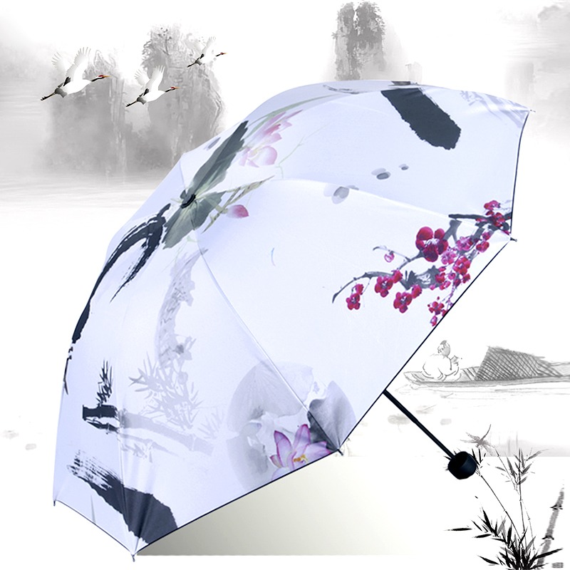 古風雨傘折疊黑膠遮陽防曬太陽傘防紫外線復古中國風晴雨兩用油紙-細節圖4