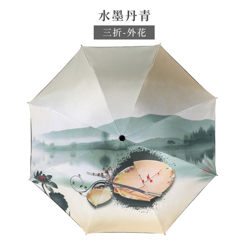 古風雨傘折疊黑膠遮陽防曬太陽傘防紫外線復古中國風晴雨兩用油紙-細節圖6