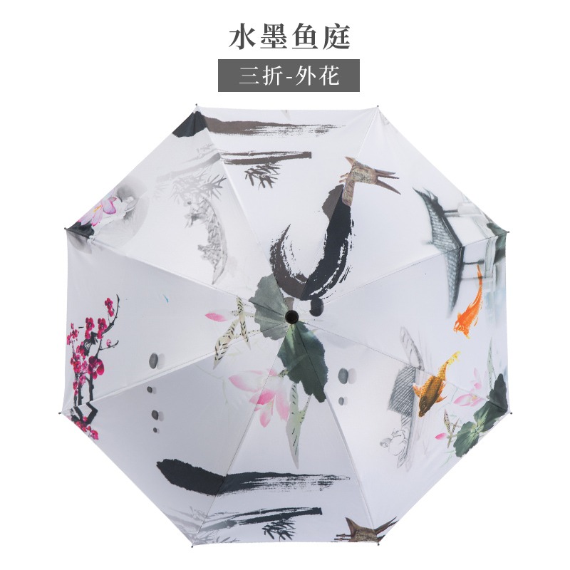 古風雨傘折疊黑膠遮陽防曬太陽傘防紫外線復古中國風晴雨兩用油紙-細節圖7