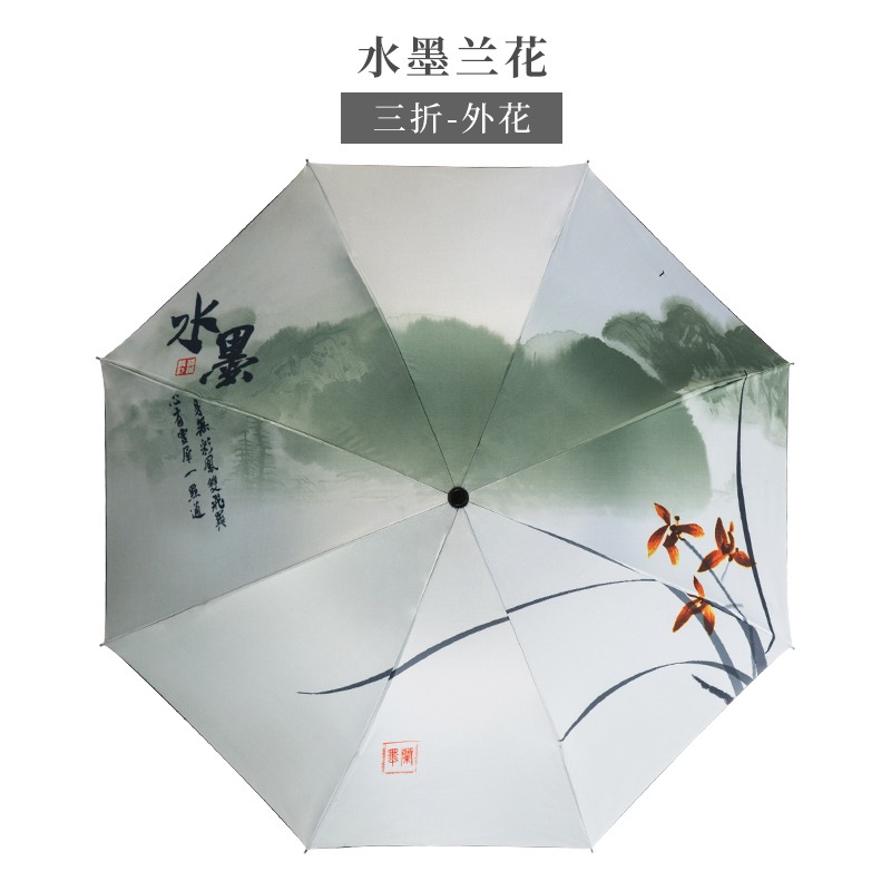 古風雨傘折疊黑膠遮陽防曬太陽傘防紫外線復古中國風晴雨兩用油紙-細節圖8