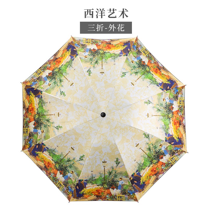 古風雨傘折疊黑膠遮陽防曬太陽傘防紫外線復古中國風晴雨兩用油紙-細節圖9