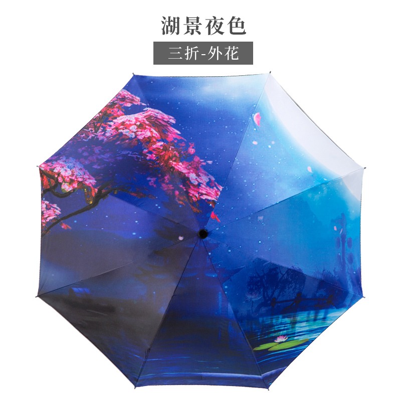 古風雨傘折疊黑膠遮陽防曬太陽傘防紫外線復古中國風晴雨兩用油紙-細節圖10