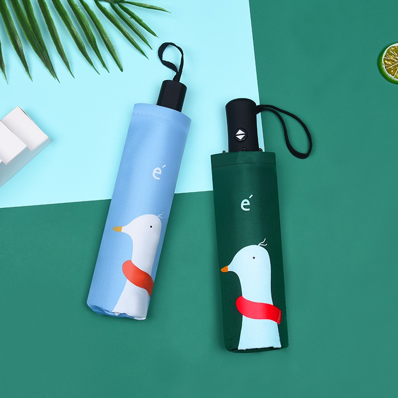 全自動折疊傘女晴雨兩用黑膠防曬防紫外線太陽傘雨傘男森系卡通-細節圖4