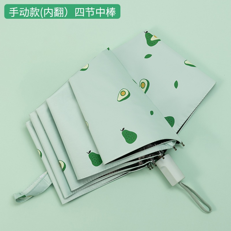 新款牛油果雨傘兩用折疊黑膠防曬防紫外線太陽傘創意小清新晴雨傘-細節圖8