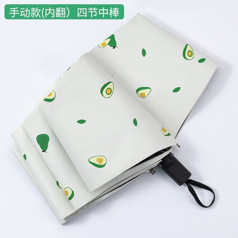新款牛油果雨傘兩用折疊黑膠防曬防紫外線太陽傘創意小清新晴雨傘-細節圖10