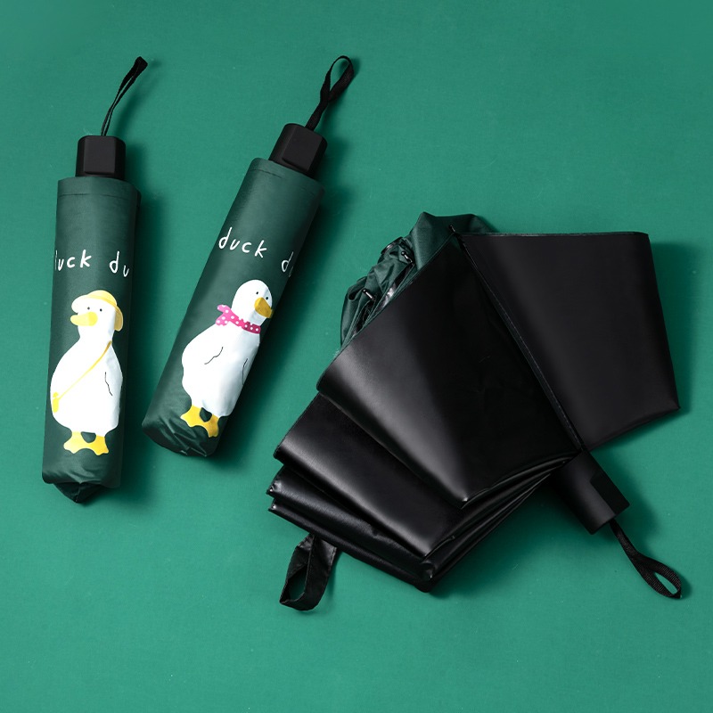 ins森系折疊傘兩用黑膠防曬防紫外線太陽傘男女雨傘全自動卡通-細節圖4