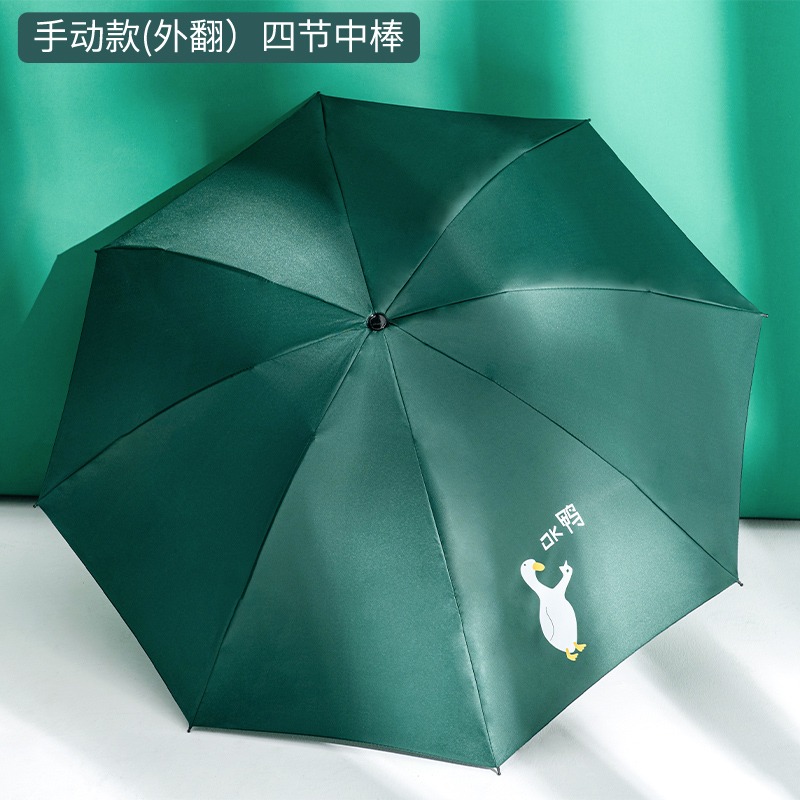 ins森系折疊傘兩用黑膠防曬防紫外線太陽傘男女雨傘全自動卡通-細節圖6