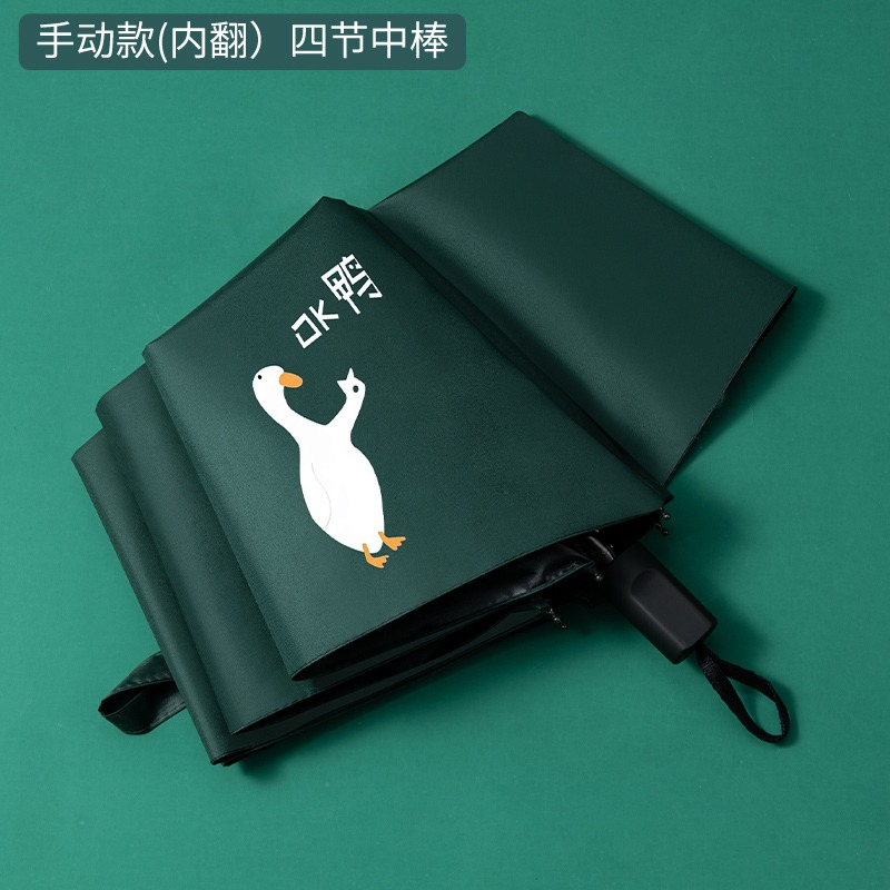 ins森系折疊傘兩用黑膠防曬防紫外線太陽傘男女雨傘全自動卡通-細節圖9