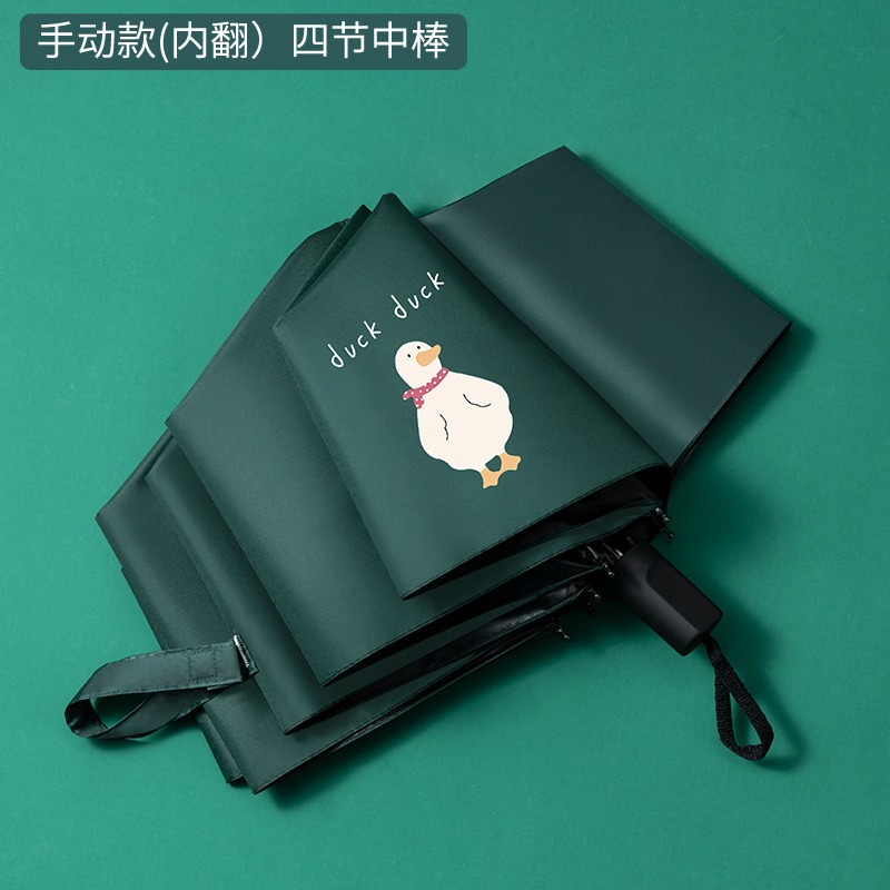ins森系折疊傘兩用黑膠防曬防紫外線太陽傘男女雨傘全自動卡通-細節圖10