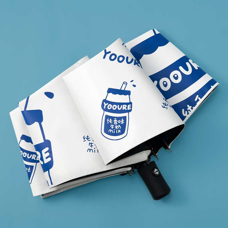 簡畫小清新ins太陽傘防紫外線學生女折疊遮陽傘晴雨傘兩用全自動-細節圖2