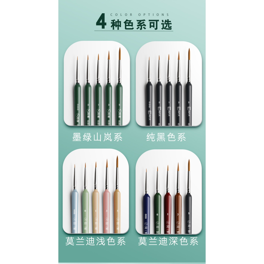 狼毫勾線筆美術專用面相筆極細水粉油畫國畫水彩軟頭畫畫細學生用描邊工筆繪畫顏料丙烯毛筆特細畫筆套裝勾勒-細節圖9