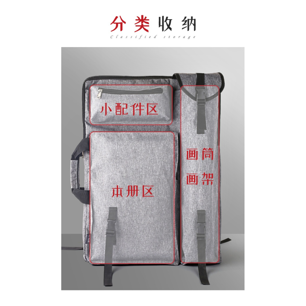 快力文美術生畫包畫袋美術袋大容量學生用畫板包藝考少女畫夾專業畫畫揹包畫具包多功能收納素描專用美術寫生-細節圖8
