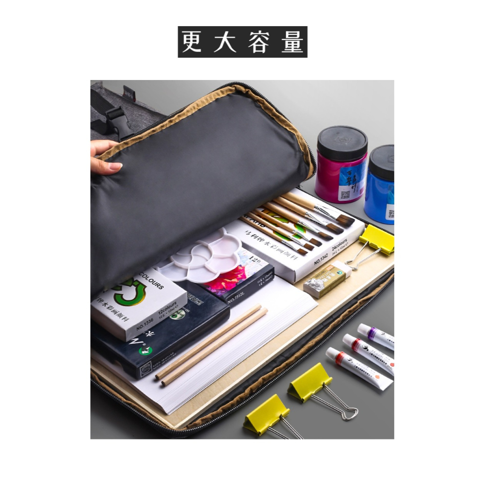 快力文美術生畫包畫袋美術袋大容量學生用畫板包藝考少女畫夾專業畫畫揹包畫具包多功能收納素描專用美術寫生-細節圖9