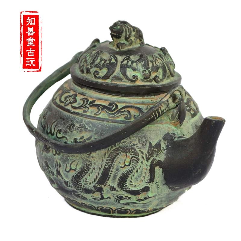 特色工藝裝飾禮品辦公家居用品精緻純銅水壺擺件仿古件大號茶壺-細節圖2